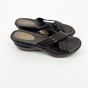 Brown‎ Cole Haan Air Maddy Thong Wedge Sandal Size 8.5AA Narrow